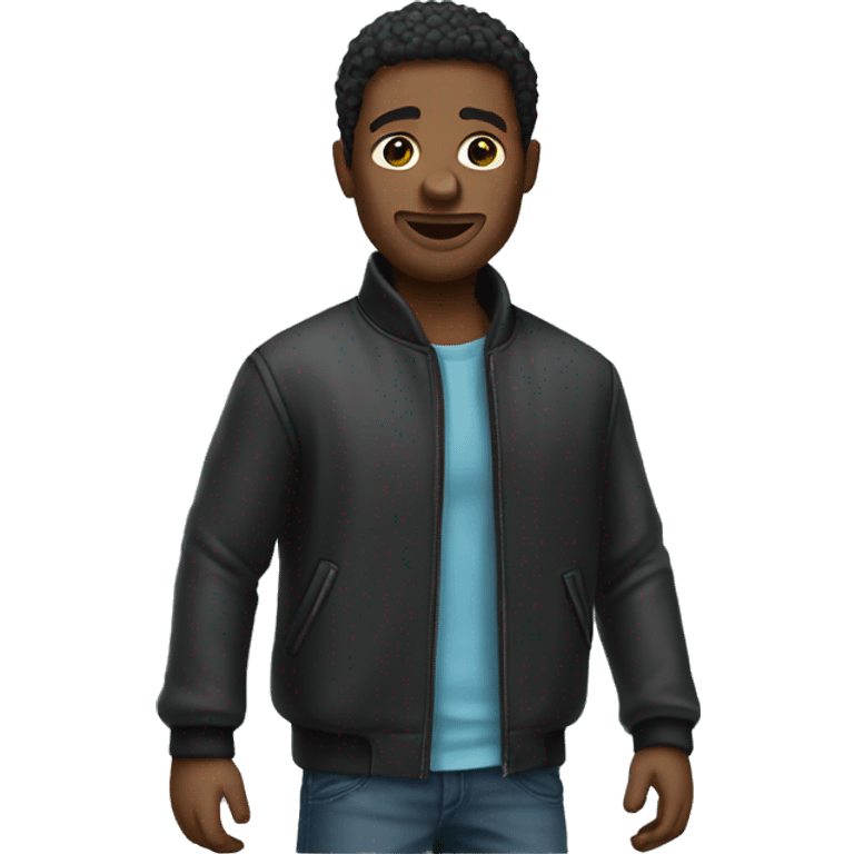 black man emoji wearing a cool jacket emoji