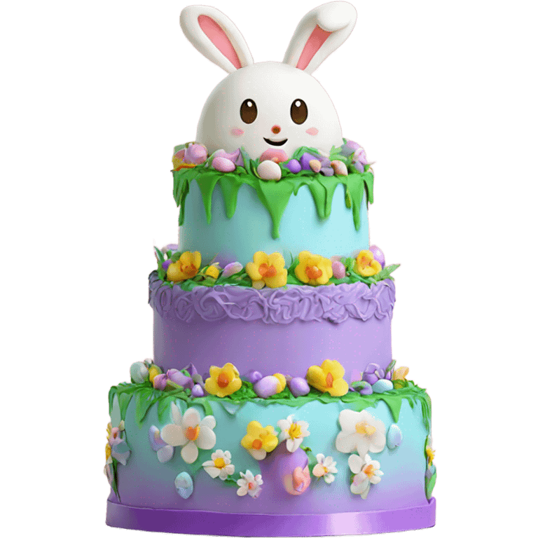 beautifully decorated 2 tier Easter cake emoji