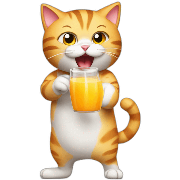 boxing cat with juice emoji