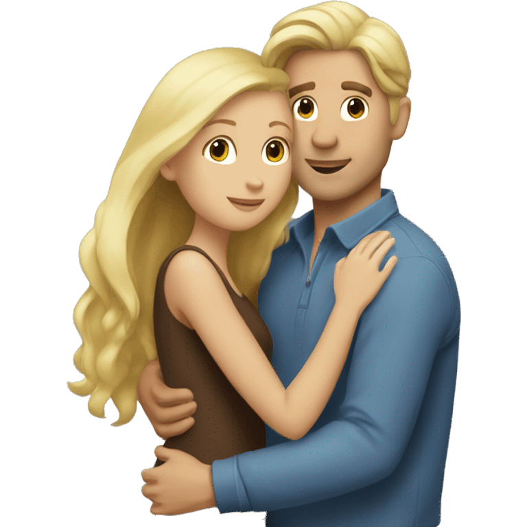 Blonde man hugging a brunette girl emoji