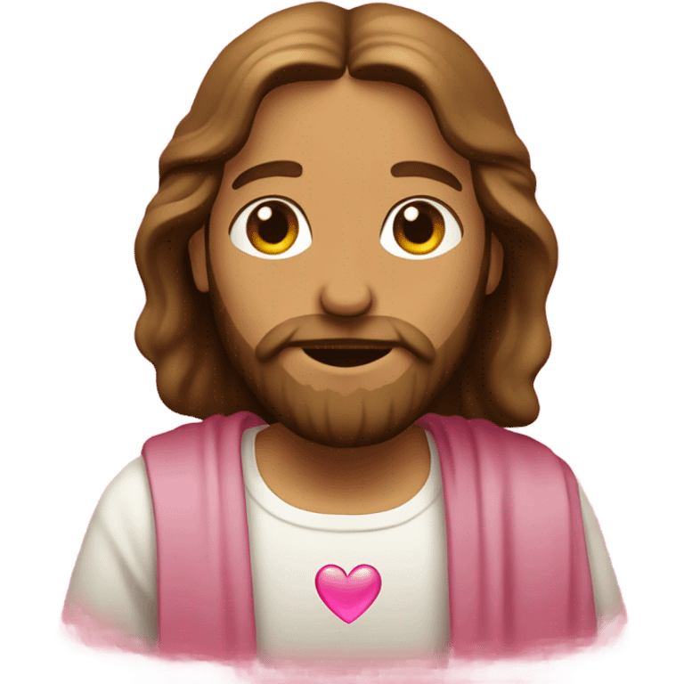 Jesus with pink love heart emoji