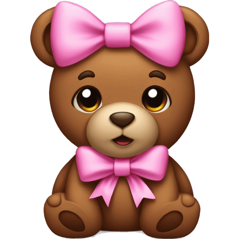 Brown teddy with a pink bow emoji