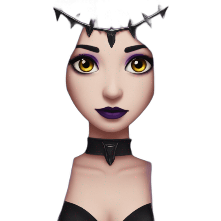 Elissabat-with-bangs-long-hair-dark-purple-and-black-vampire-goth-makeup-crown-pinkeyes emoji