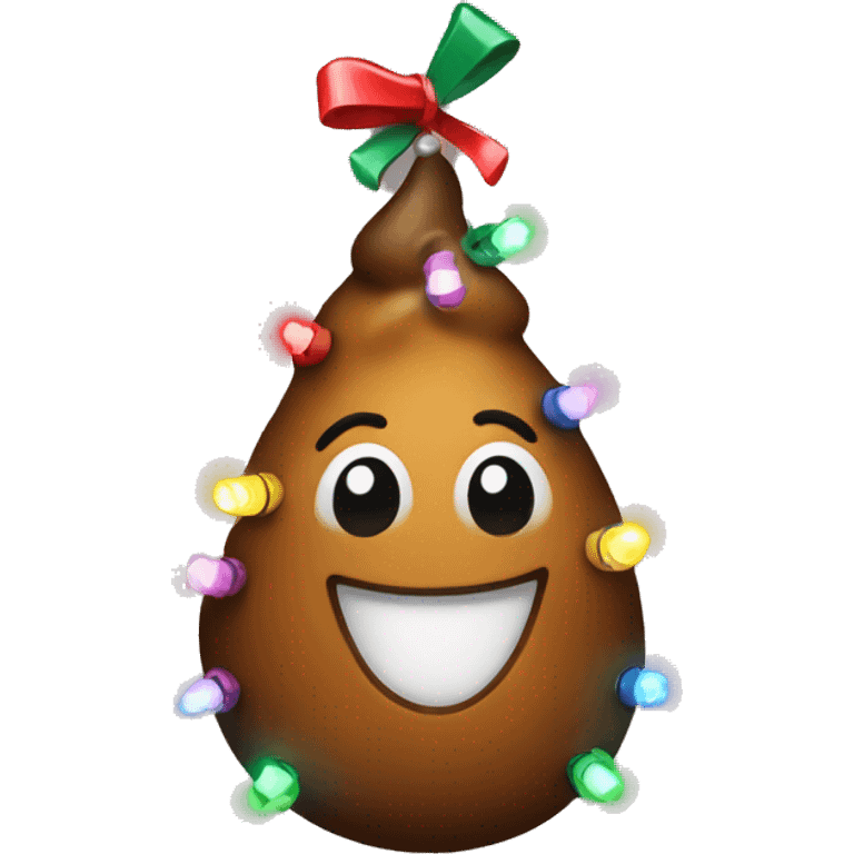 Poop emoji wearing Christmas lights emoji