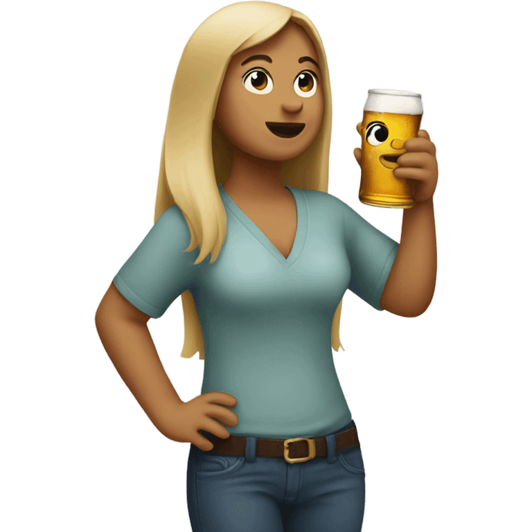 abby drinking a beer emoji