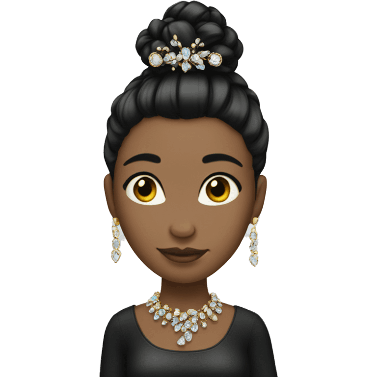 girl with black hair bun with jewels in her hair  emoji