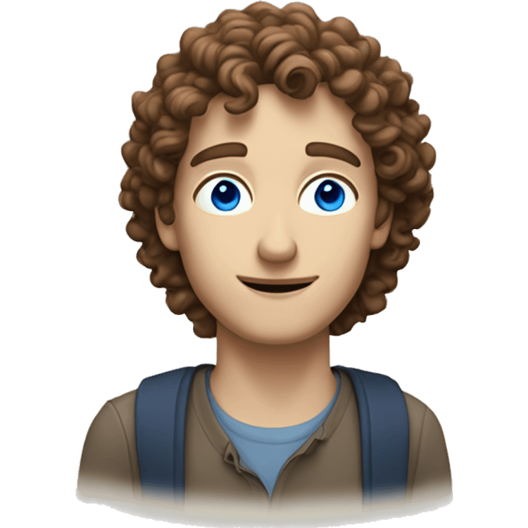 white guy with blue eyes and brown curly hair with a writing with @rca written emoji