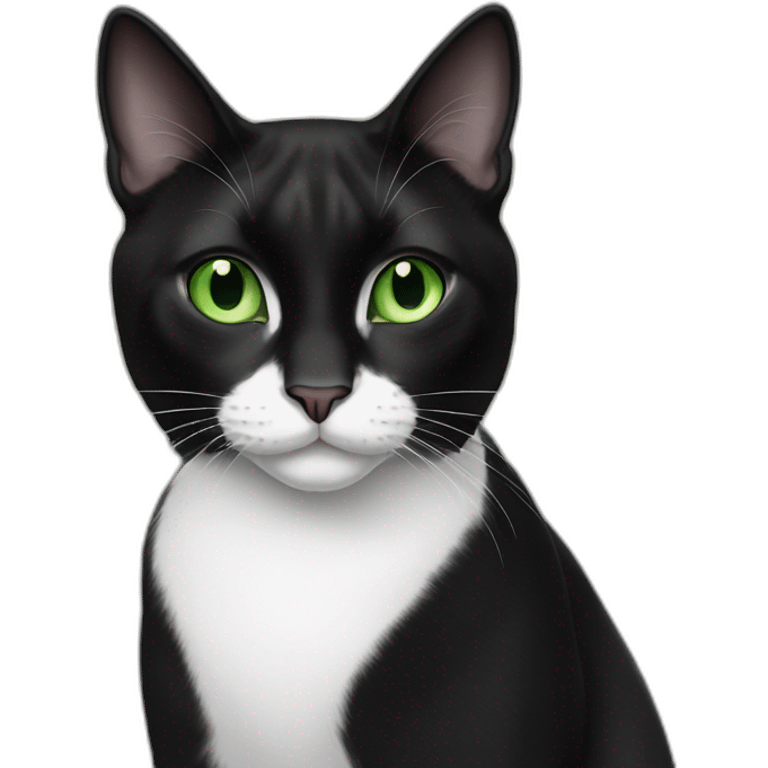 tuxedo cat green eyes emoji