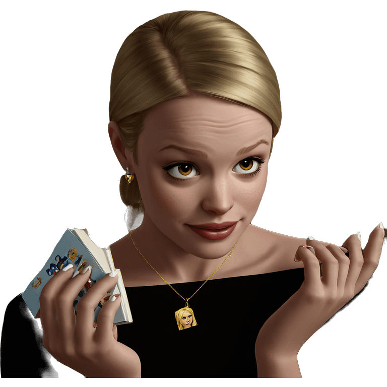 blonde girl with jewelry and book emoji