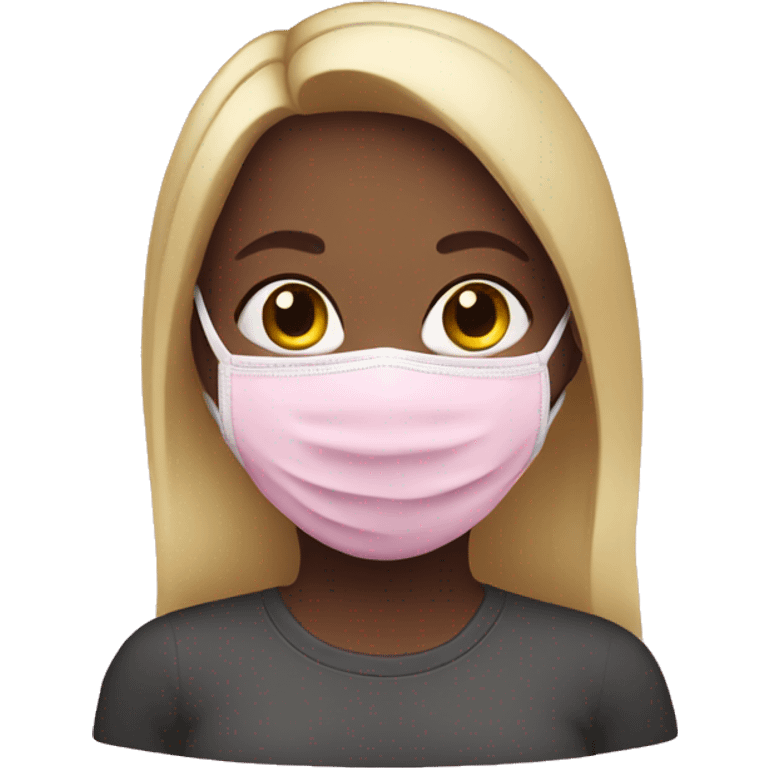 Girl with a pink face mask on emoji