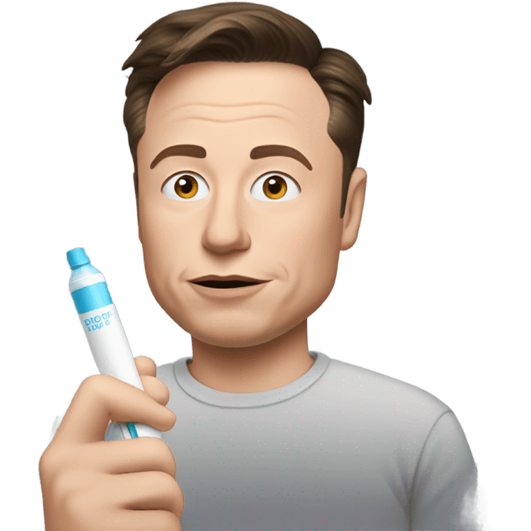 Elon musk holding Pregnancy test while blushing  emoji