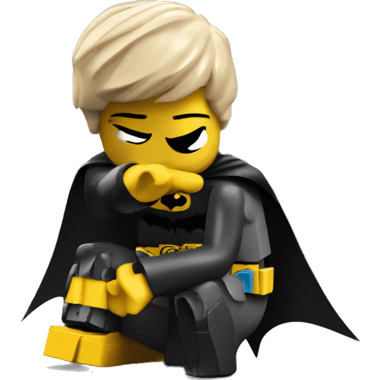 lego batman hugging his knees crying in a corner emoji