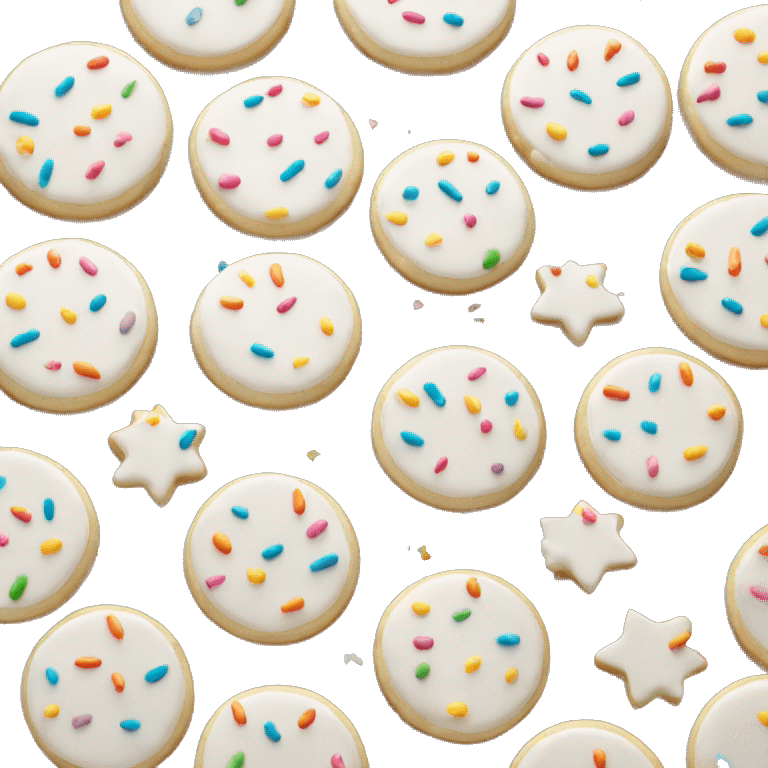 Round white frosted sugar cookie with sprinkles emoji