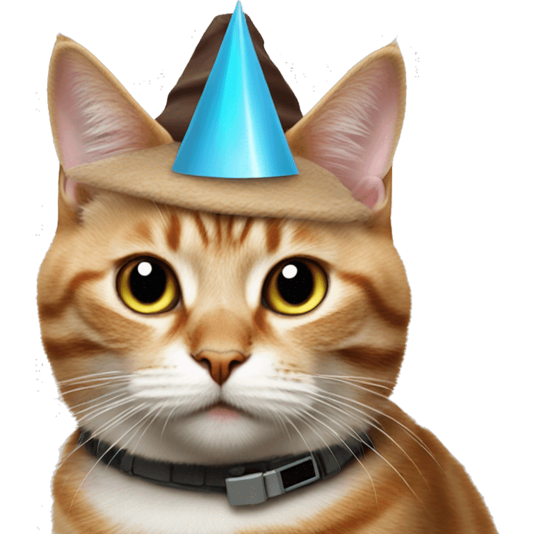 cat wearing a birthday hat at a star wars birthday party emoji