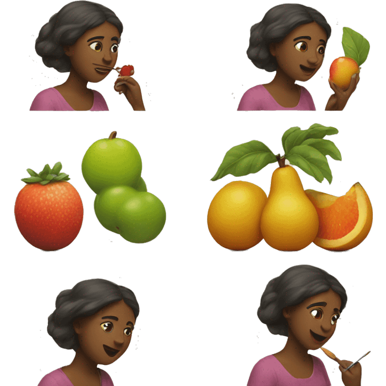 woman painting fruit emoji