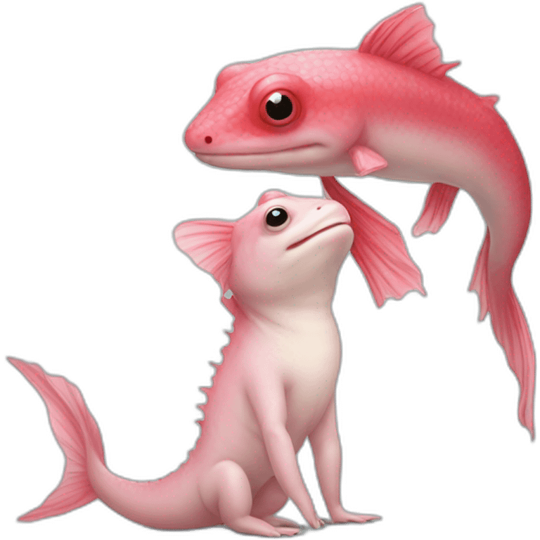 Homme axolotl qui kiss un homme poisson emoji