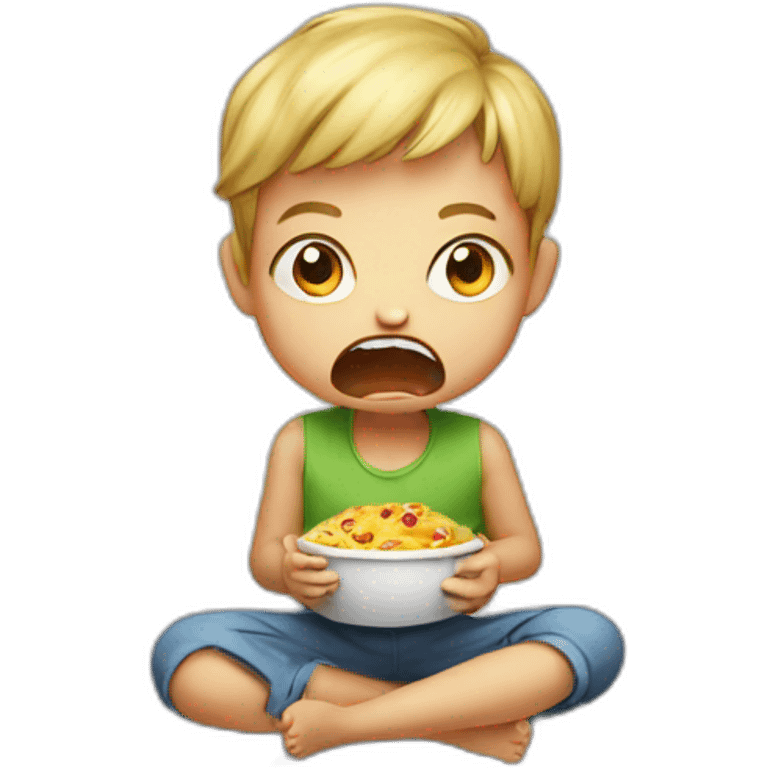 Angry child eating emoji