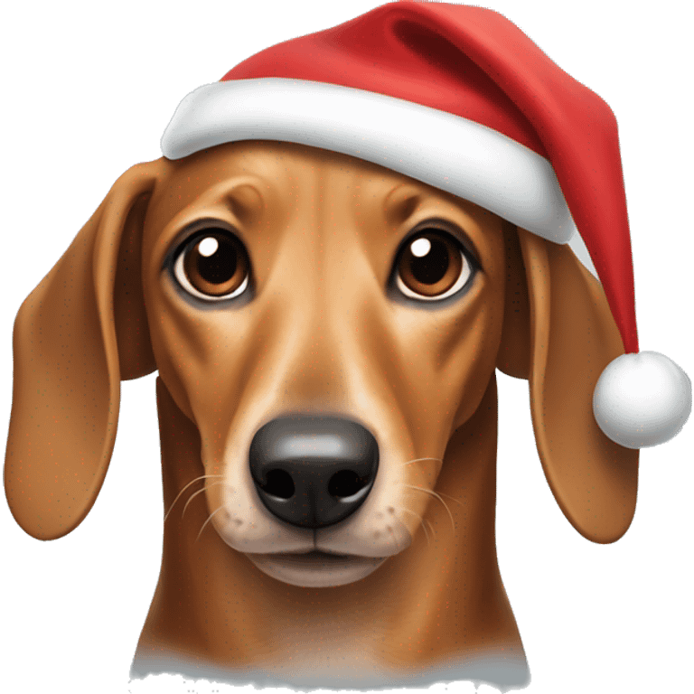 Dacshund wearing a santa hat emoji