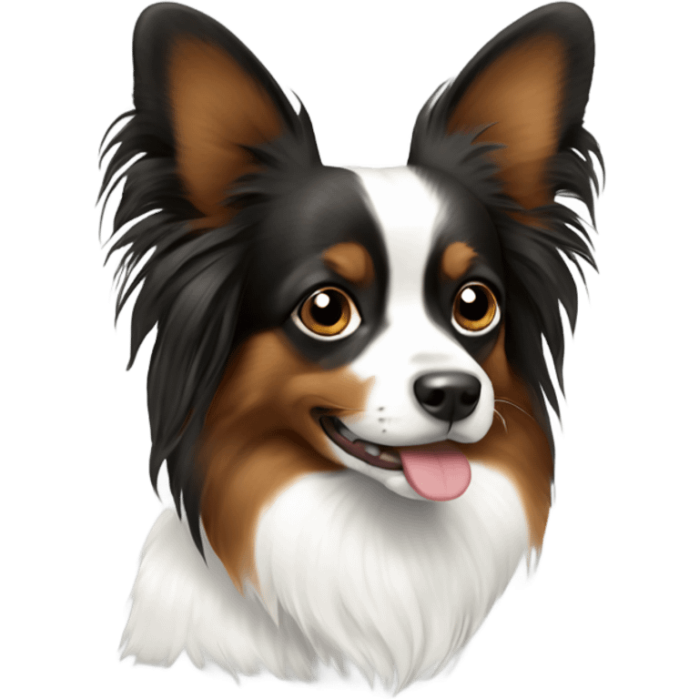 Black brown and white Papillon emoji