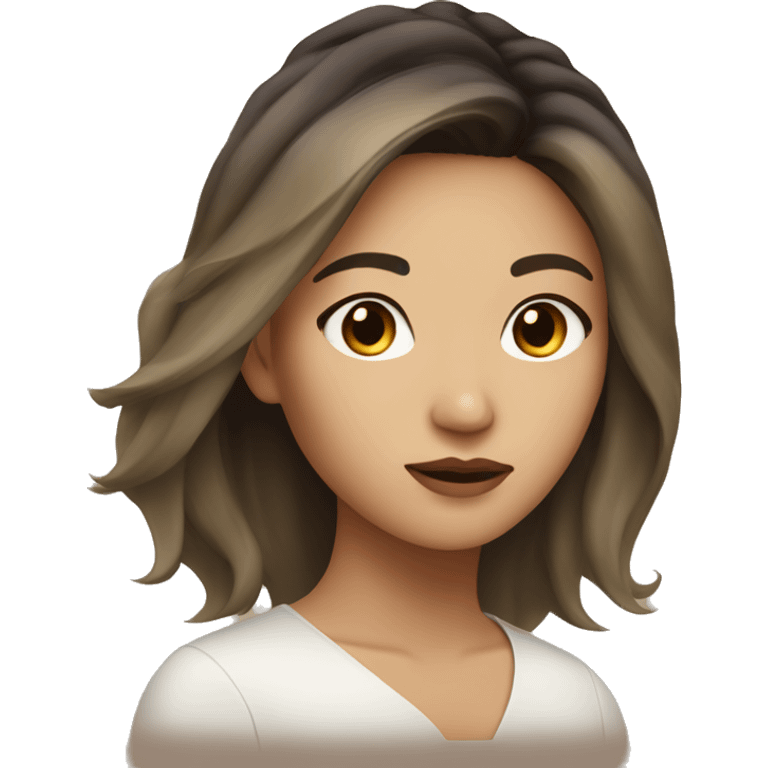 asian woman with balayage hair with hazel eyes emoji