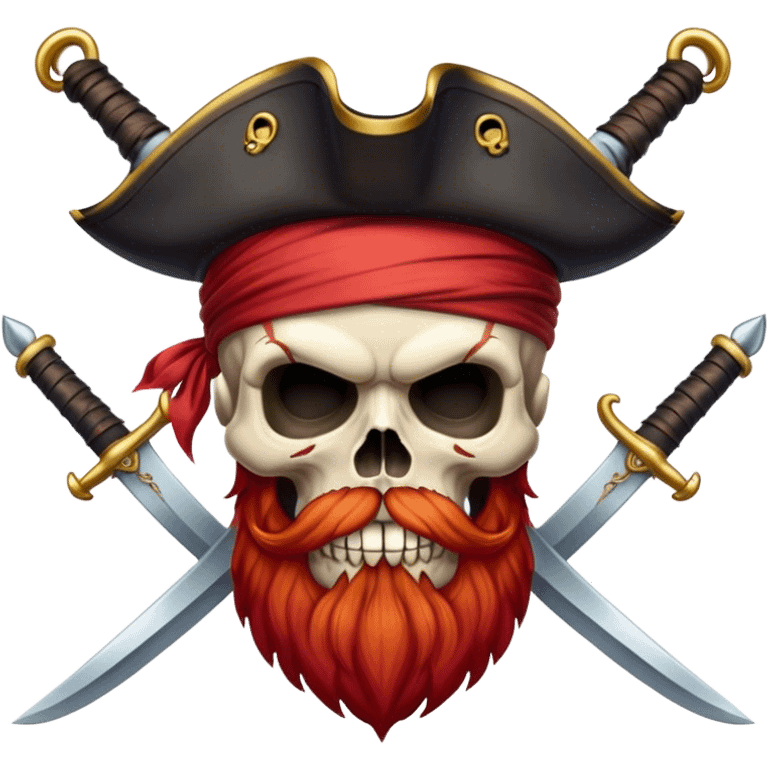 Pirate skull red beard crossed swords emoji