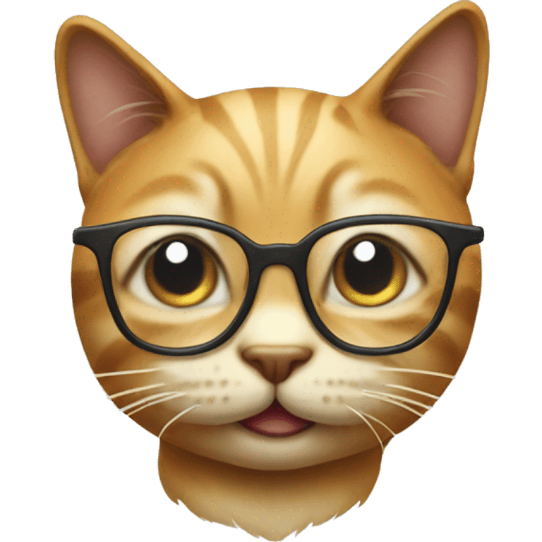 funny cat with glasses face, just one emoji