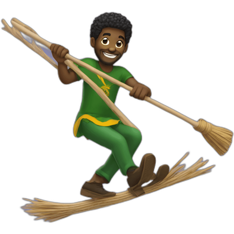 Jamaican guy on a broom emoji