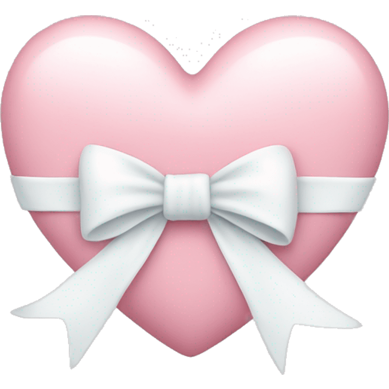 Pastel pink heart with white bow emoji