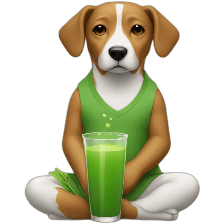 meditating dog drinkin green juice emoji