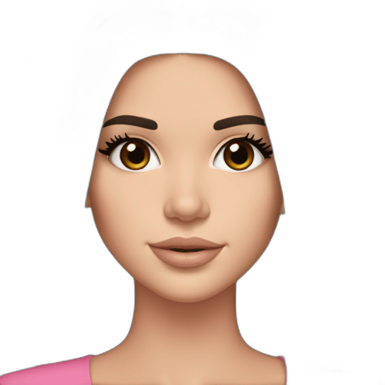 brunette Kendall Jenner with long hair holding pink iPad emoji