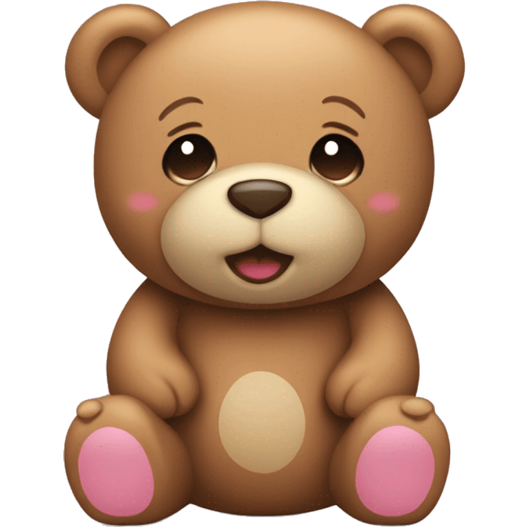 Light brown teddy bear with pink blush cheeks emoji