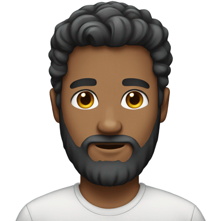 Man standing with beard mixed skin emoji