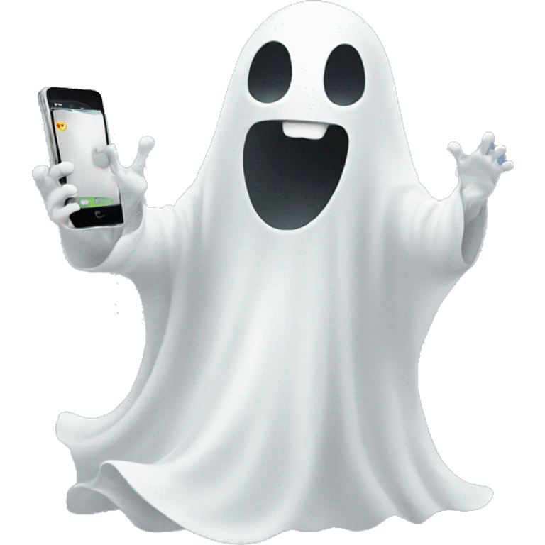 ghost using phone emoji