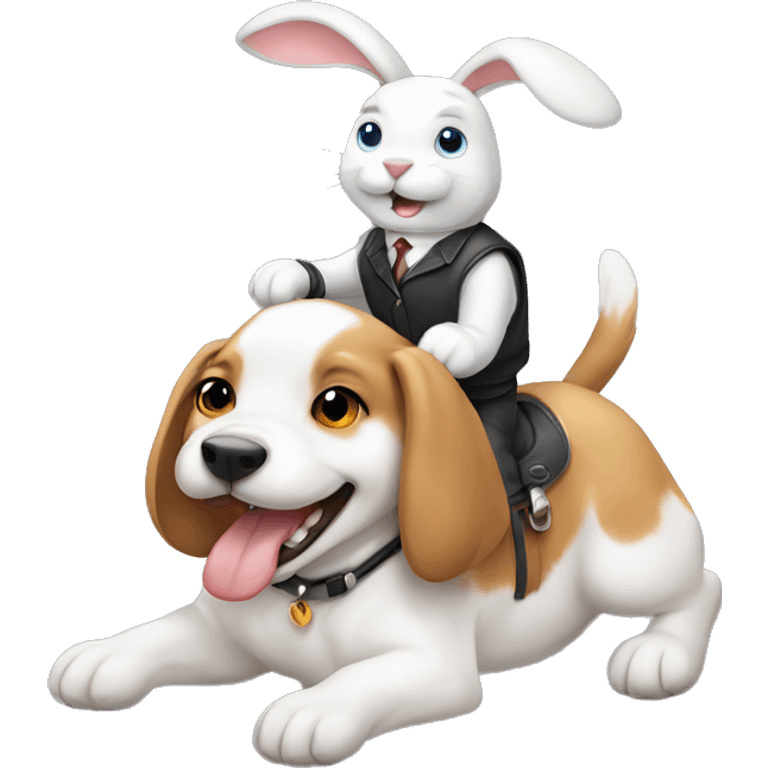 Cute Rabbit riding a dog emoji