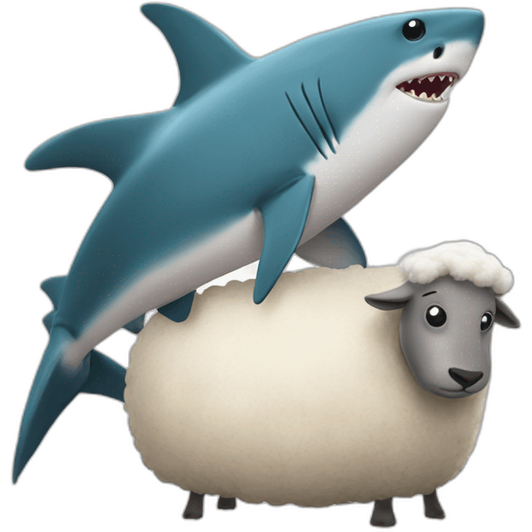 Shark hugging sheep  emoji