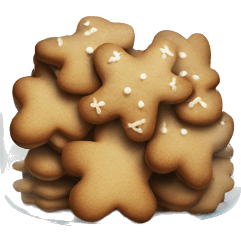 Realistic glass cookie jar with lid full of gingerbread cookies isolated.  emoji