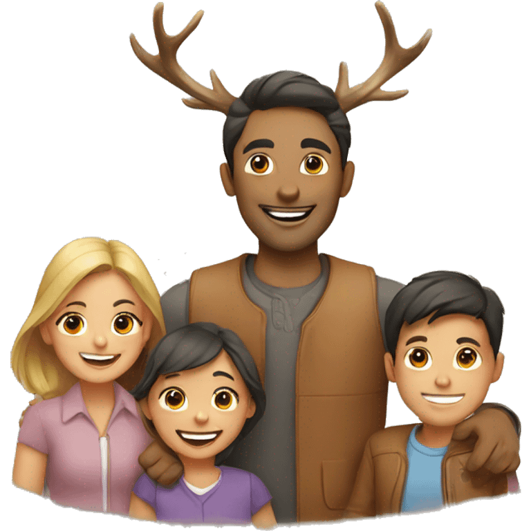 happy family with a deer emoji