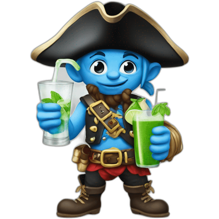 smurf pirate drinking mojito emoji