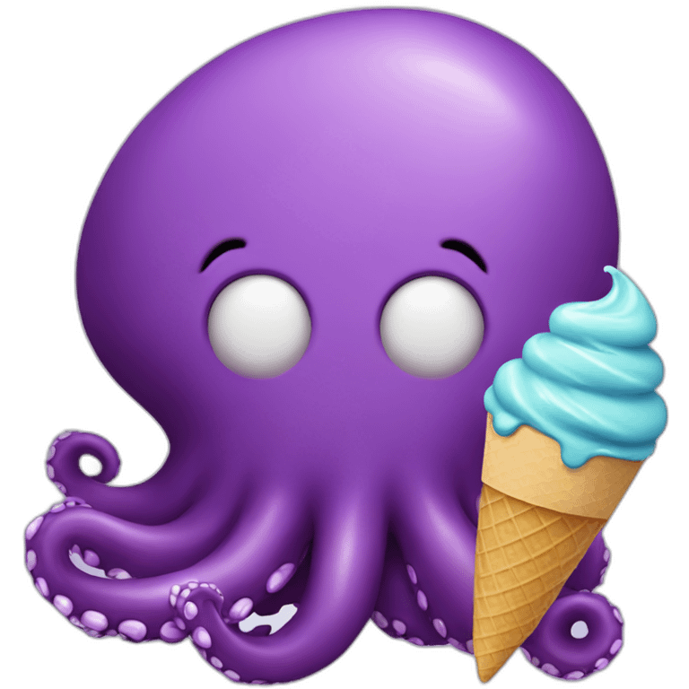 purple octopus eating ice cream emoji