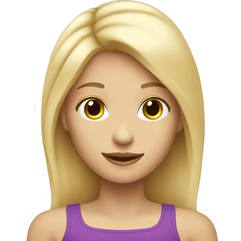 blond girl with vio emoji