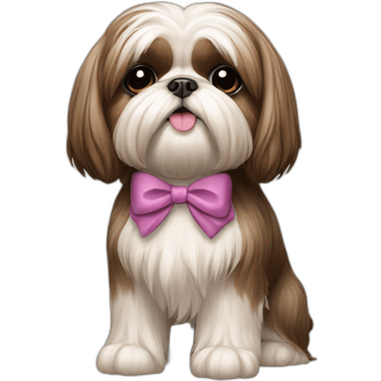 Dog Shih Tzu with a bow on his head full-body emoji