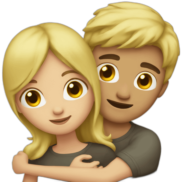 Blonde girl hug with a brown hair man  emoji