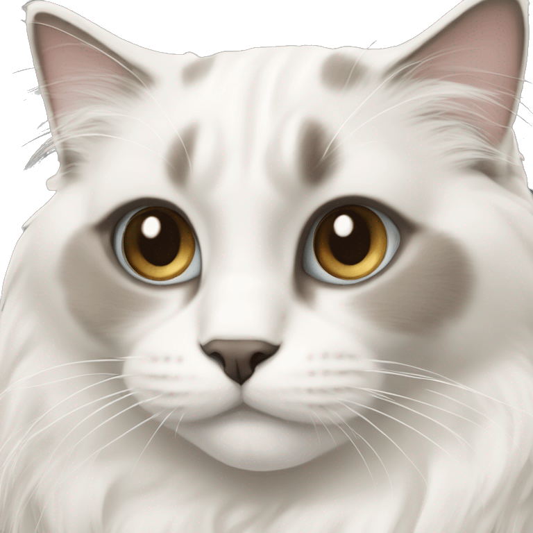 A ragdoll cat who’s white and creme of color with white paws emoji