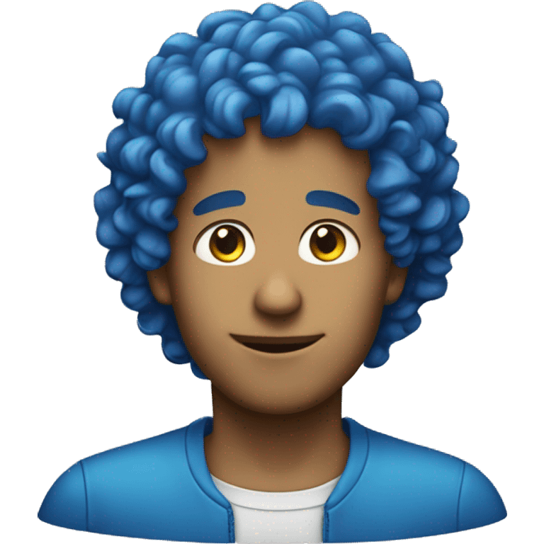 a guy with curly hair and blue highlights emoji