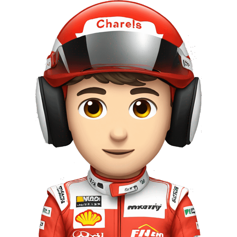 Charles leclerc avec un casque de f1 emoji