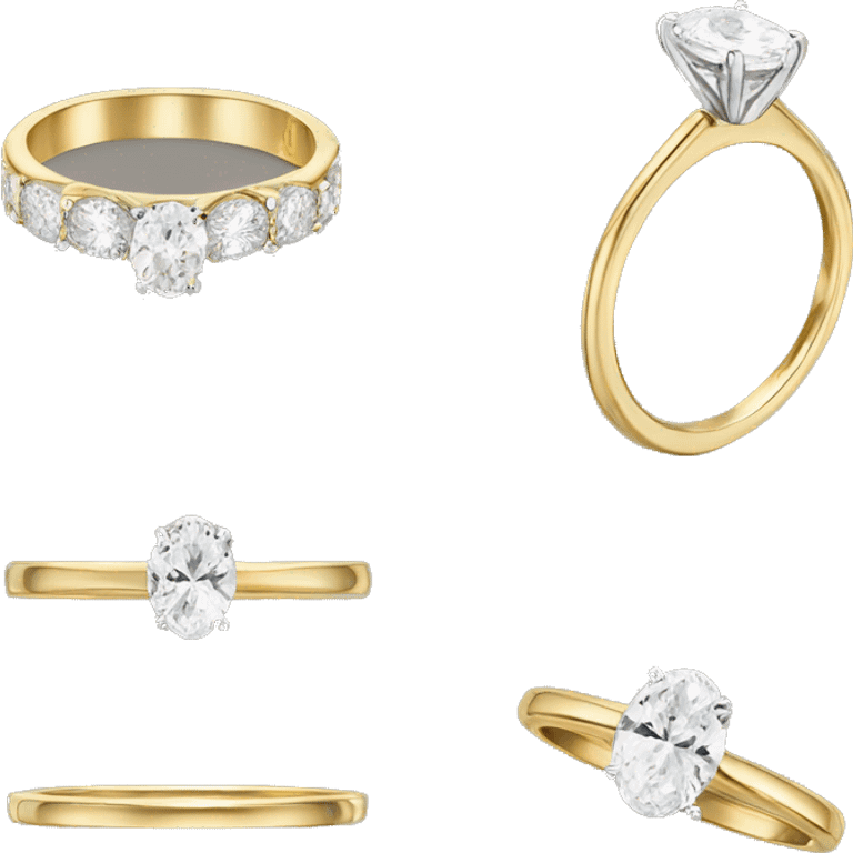 Oval solitaire with gold band and gold wedding band  emoji