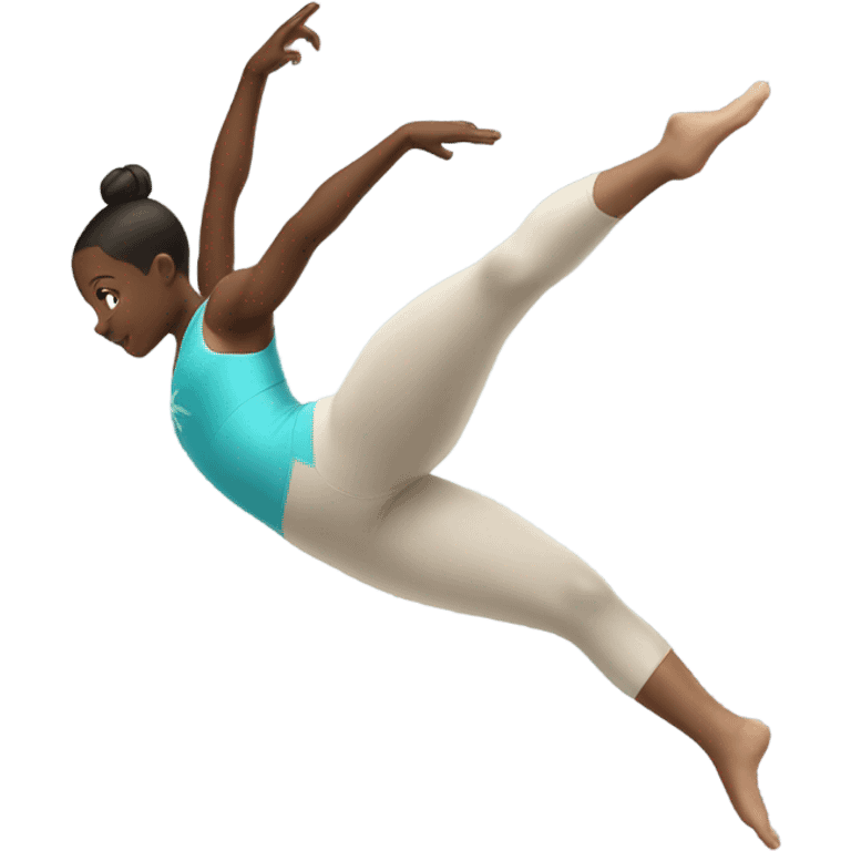 Girl doing a gymnastics leg hold emoji