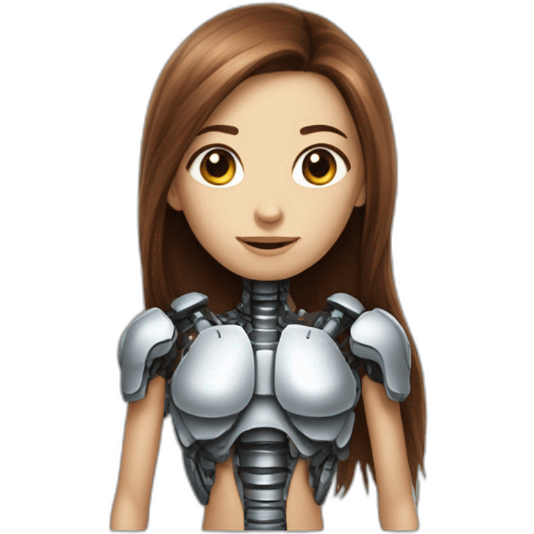 Girl with long brown hair cyborg robot and mamouth trunk emoji