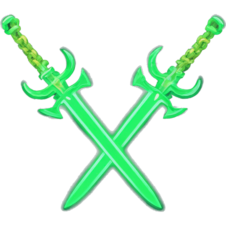 Twin green neon chain swords emoji