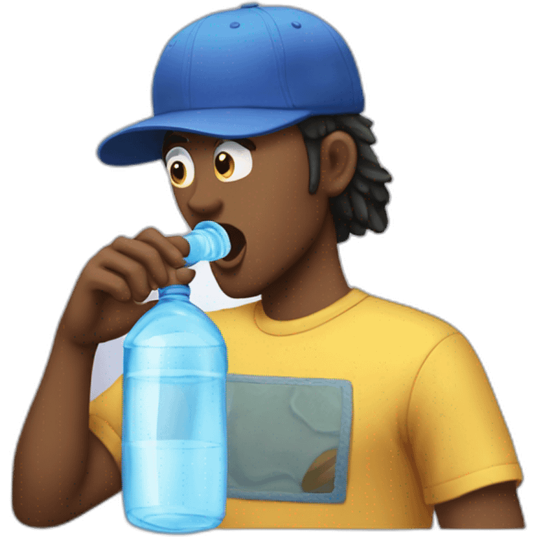 giga chad drinking water while mewing emoji